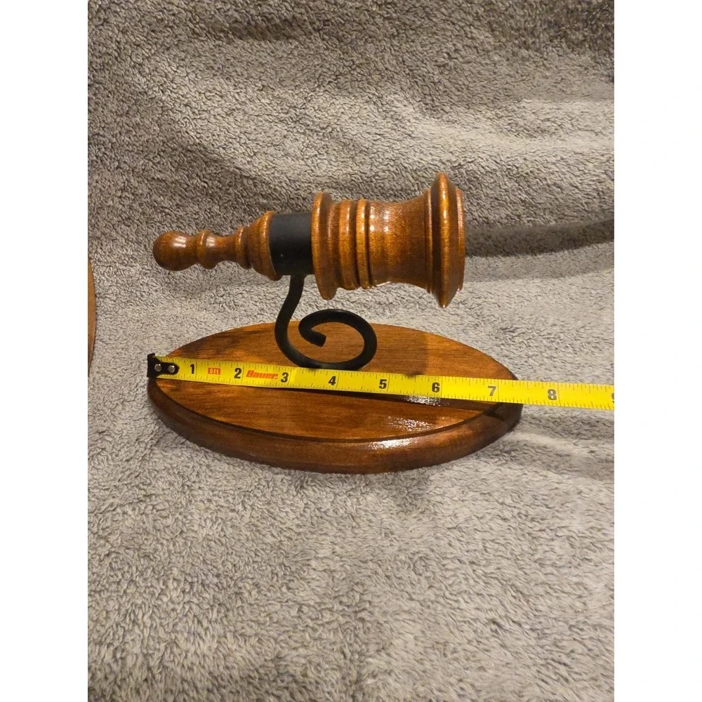 Vintage Oval Wooden Wall Sconces 8 in Tall with Black Metal Trim Set of 2‎